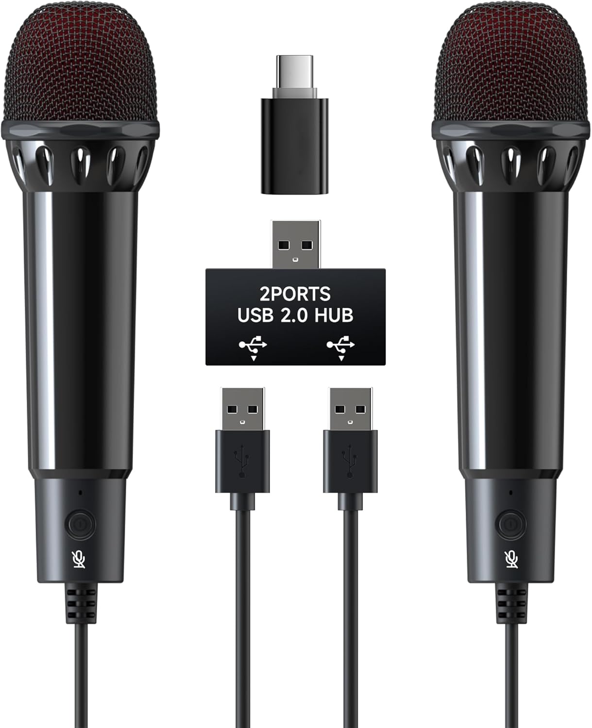 2Pcs 10Ft Wired USB Microphone for Switch 2&1 Gaming/PS5/PS4/XBOXONE/PC Gaming, Plug and Play, One Button Mute, Dual Karaoke, Directional Pick Up, 179g Golden Weight