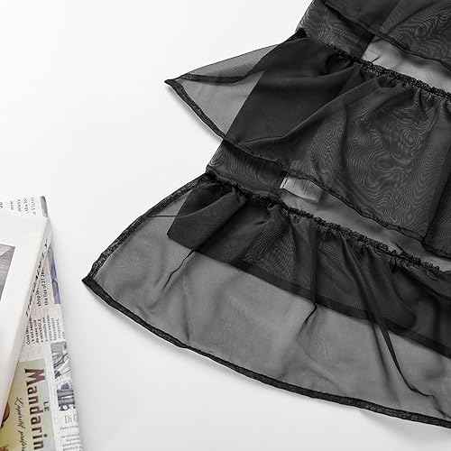 Miniatura 7 de PearAge Cenefa de cortina semitransparente de gasa con volantes, para cocina, sala de estar, cenefa con volantes estilo shabby chic, cenefa de