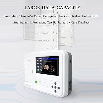 ECG/EKG Machine Portable 12 Leads Monitor 7 inch LCD Touch Screen Digital 6 Channel Electrocardiograph - Ideal for Medical Professionals