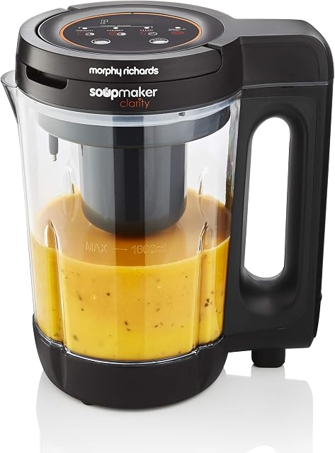 Morphy Richards 501050 Clarity Soup Maker Clear Like Glass, 4 programs, Black/Clear