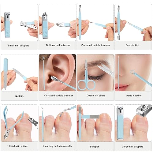 Miniatura 2 de Tumkun Juego de manicura y pedicura, kit de cortaúñas para uñas de los pies, kit de manicura profesional de pedicura, kit de cuidado de uñas con