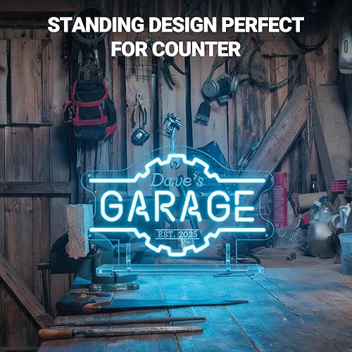 Miniatura 3 de Letrero de neón personalizado para garaje, grabado en 3D, con nombre de garaje, luces de neón regulables personalizadas para garaje, taller,