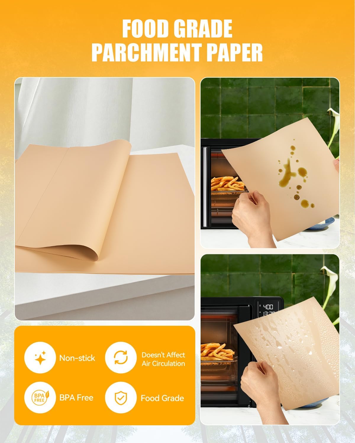 Air Fryer Paper Liners Compatible with Gourmia 25QT GTF7460