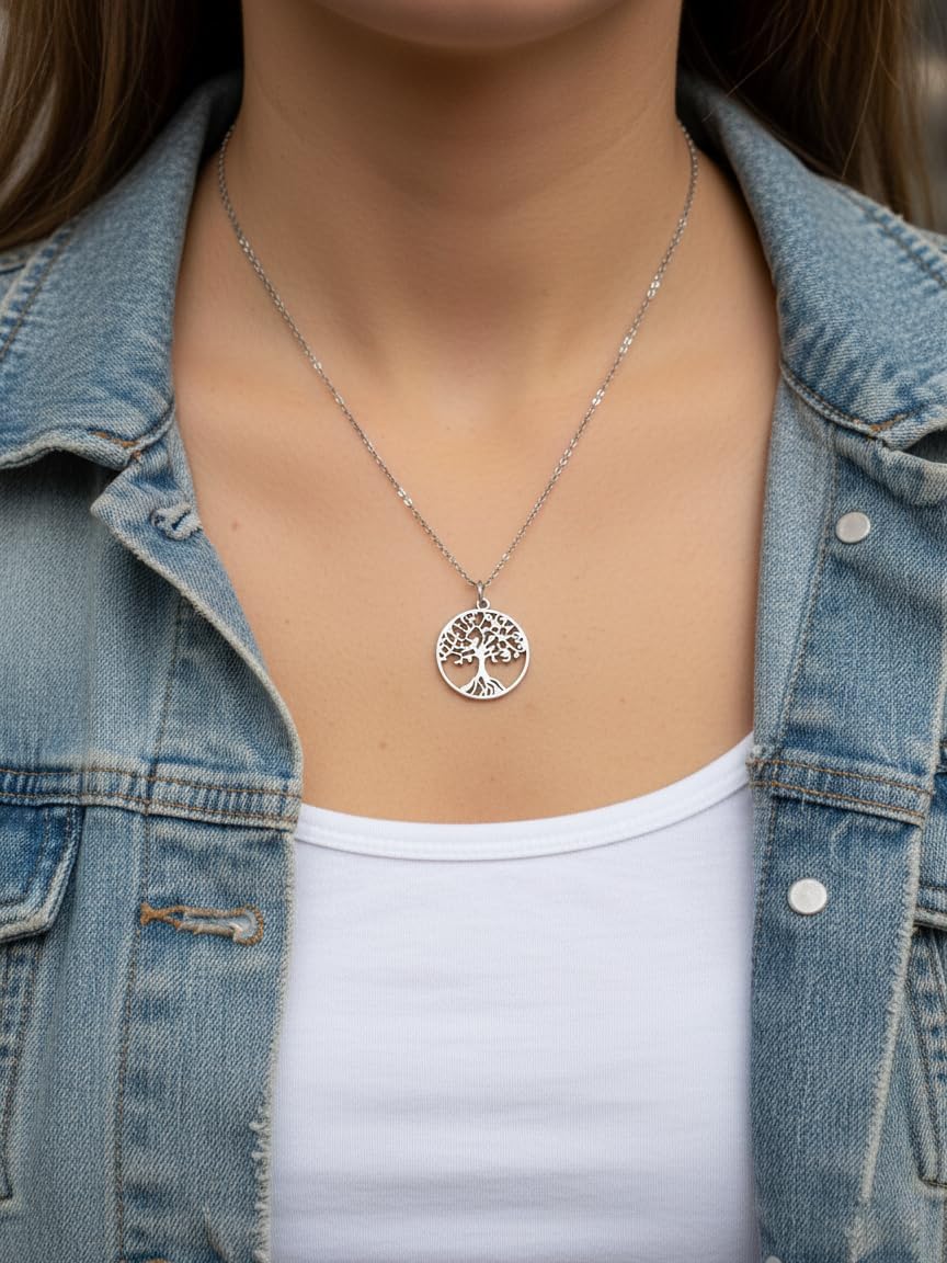 EnCharmed Stainless Steel Tree of Life Necklace, Handmade Celtic Charm Jewelry - Image 3