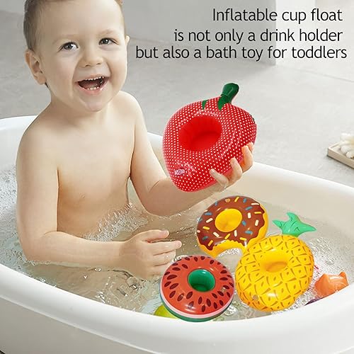 Miniatura 6 de iShyan Soporte inflable para bebidas, paquete de 20 flotadores para bebidas, portavasos inflables de flamenco para fiesta en la piscina