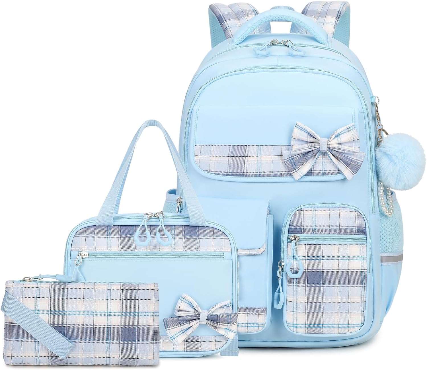 Schoolrugzak meisjes 3-delige set, schooltas meisjes licht met etui
