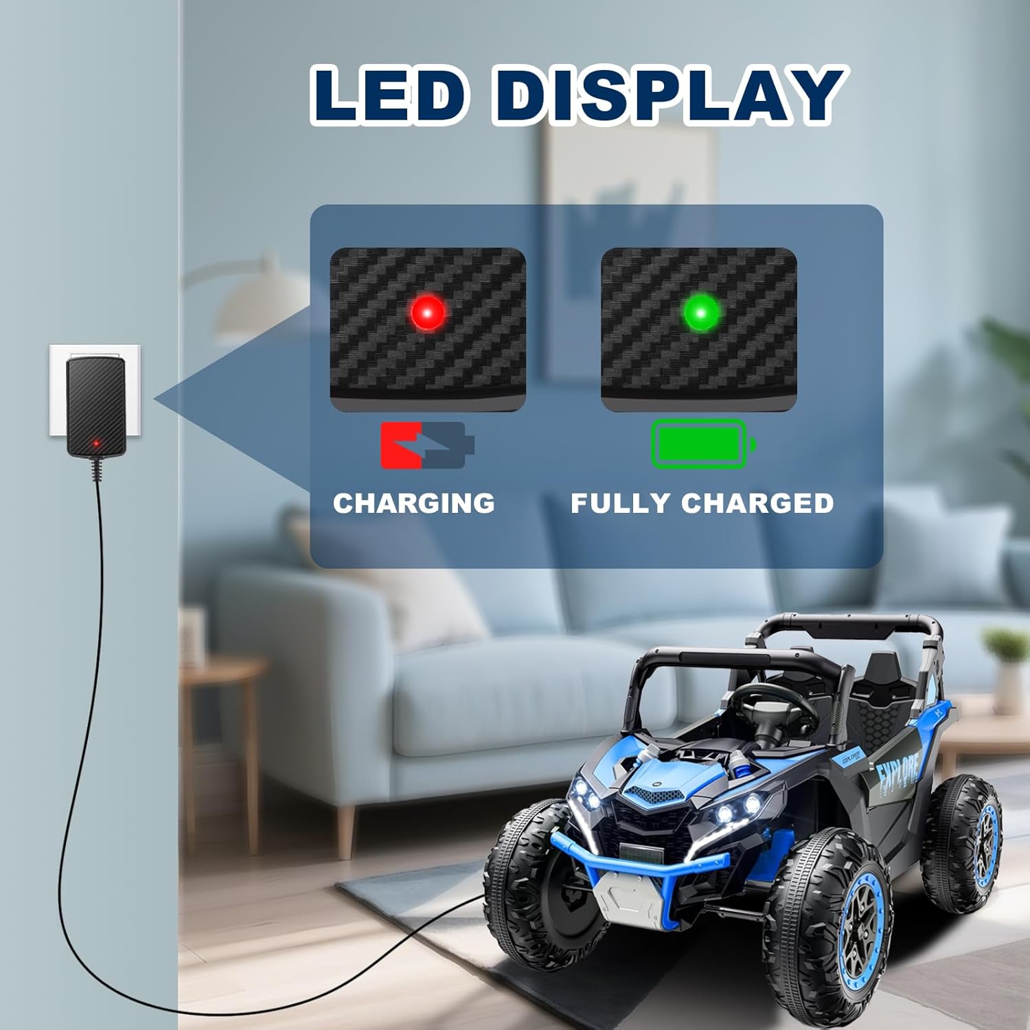 24V Charger for Ride On Toys Car 24 Volt Battery Charger for Kids Ride on Toys Wrangler SUV Kid Trax Dynacraft Toy Car Jeep ATV Quad Disney 24V Electric Battery Cars Supply Power Adapter