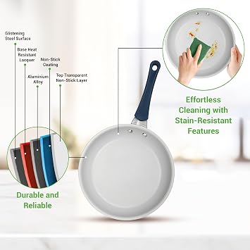 NutriChef High-Qualified Basic Kitchen Pots and Pans Set, 14 Piece Induction Compatible Nonstick Cookware Set- Non Toxic, Free of PTFE, PFOA, PFOS, Easy Clean and Release, One Size, Blue
