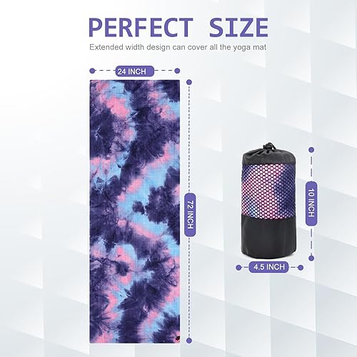 Miniatura 7 de Eunzel Toalla de yoga, toalla para esterilla de yoga caliente con puntos de agarre, absorbente de sudor, antideslizante, para yoga caliente, pilates