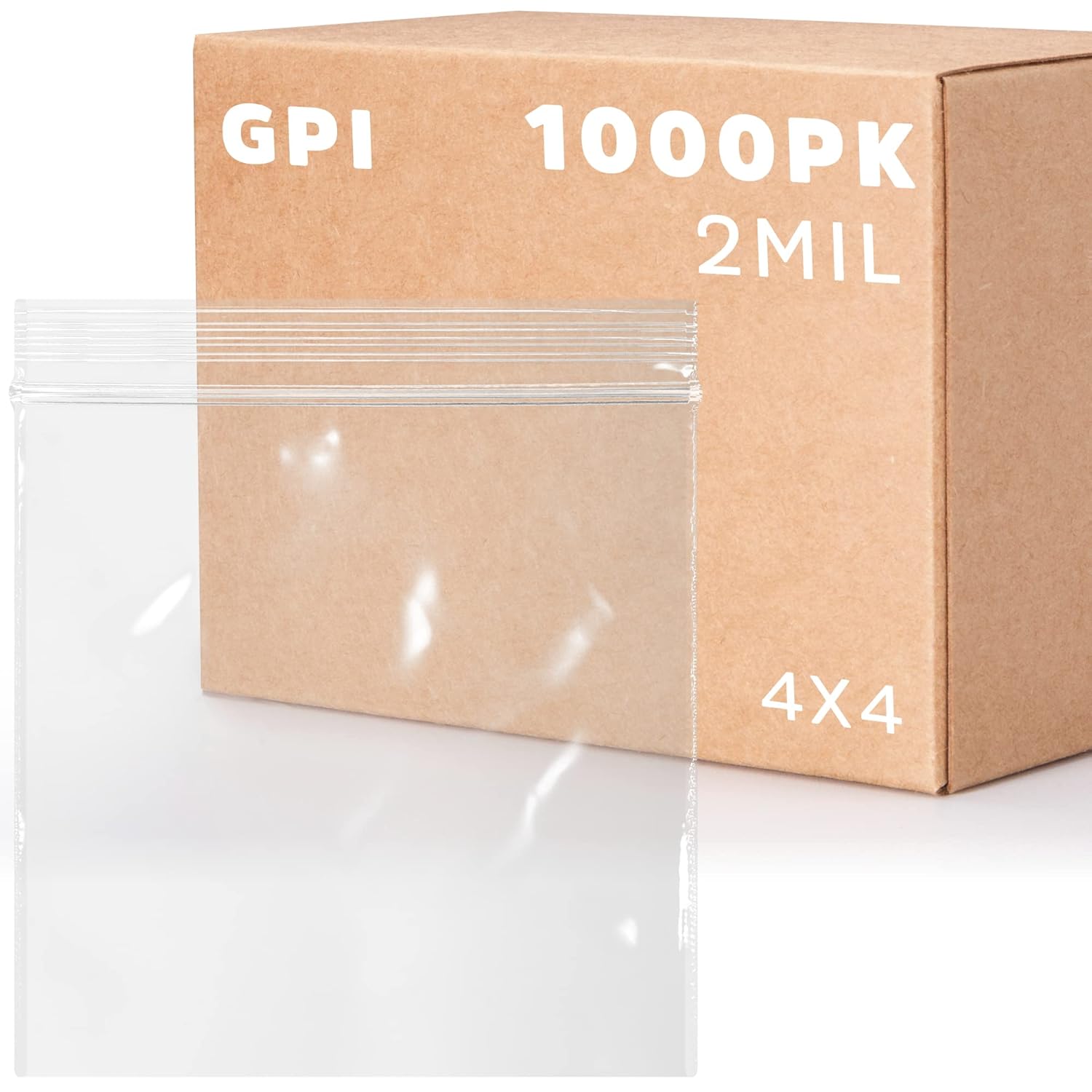 Clear Plastic RECLOSABLE ZIPLOCK Bags Bulk GPI Case of 1000 4" x 4" 2