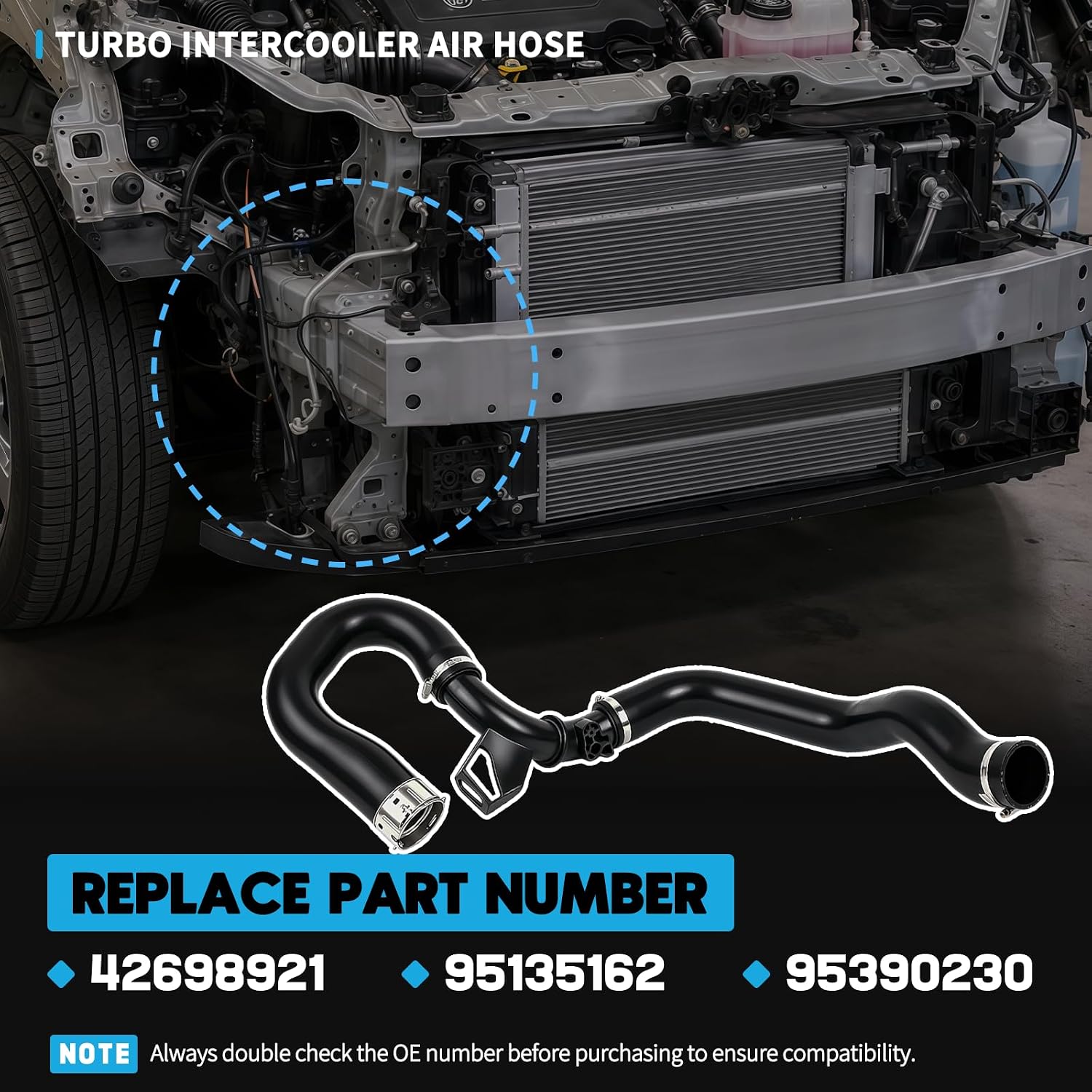 Turbo Intercooler Charge Air Pipe Hose Without Sensors Fit For 1.4L Turbo LUV Buick Encore 2013-2018 Chevy Trax 2015-2019 Replaces 42731155 42698921 95034873 95390230 95135162 667-303