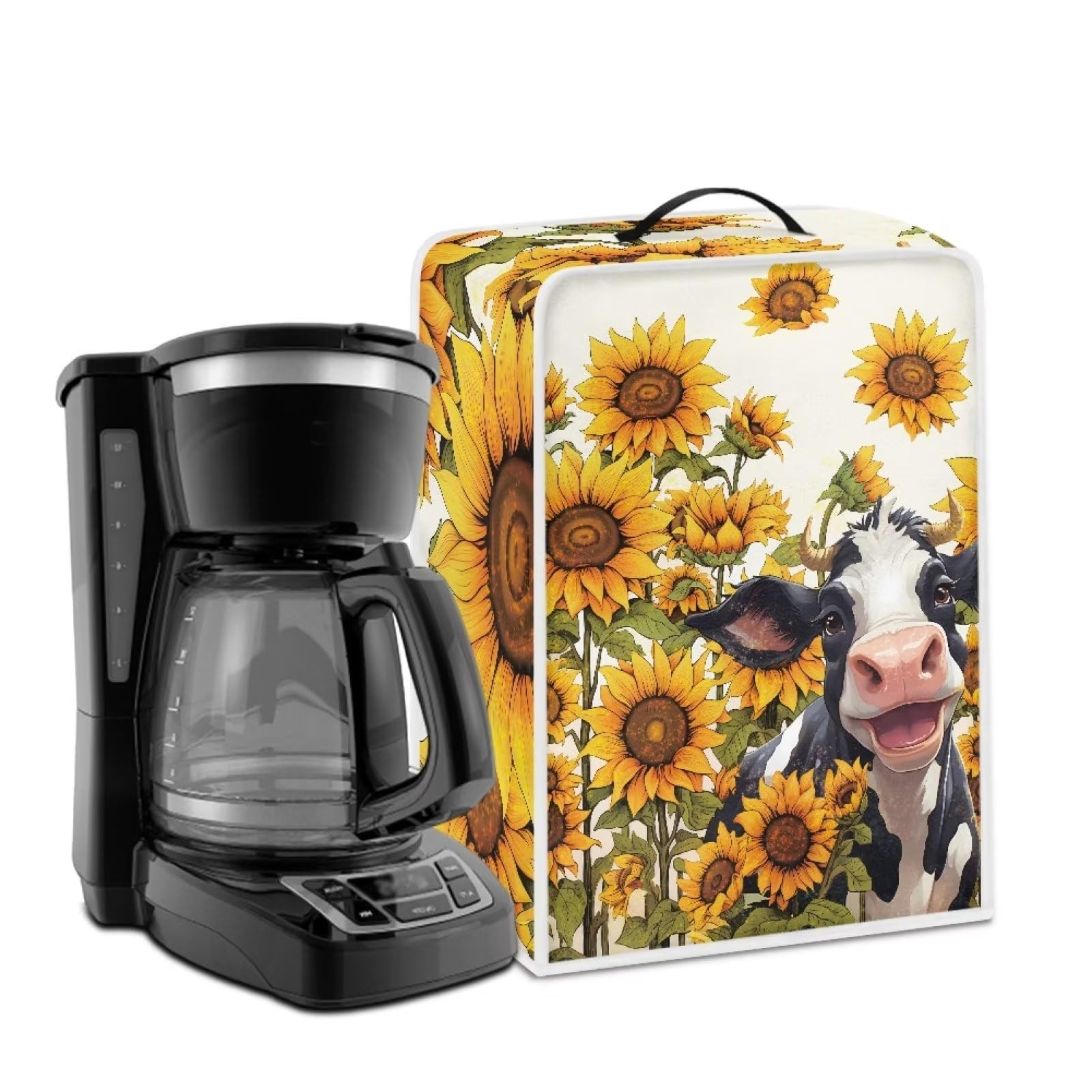 Cow Sunflower Fall Coffee Maker Cover Kitchen Appliance Covers Stain Resistant Coffee Maker Appliance Cover Dust Covers for Home Office