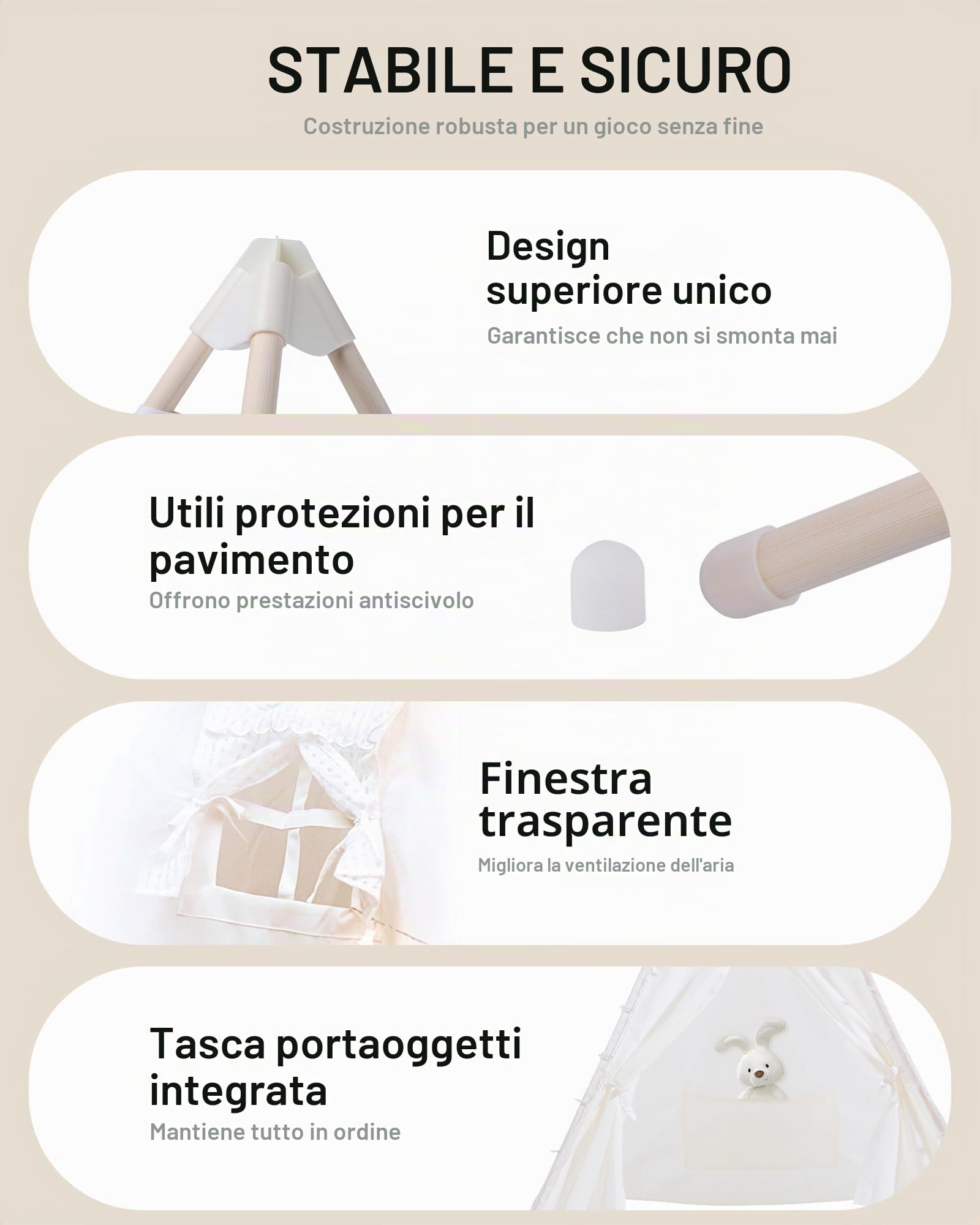 Heypappy Tenda Tipi Bambini con Materasso Gonfiabile