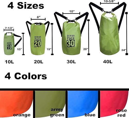 Miniatura 2 de Bolsas secas impermeables de 10 litros, mochila flotante ligera con correas ajustables para pesca, rafting, natación, canotaje, senderismo, camping,