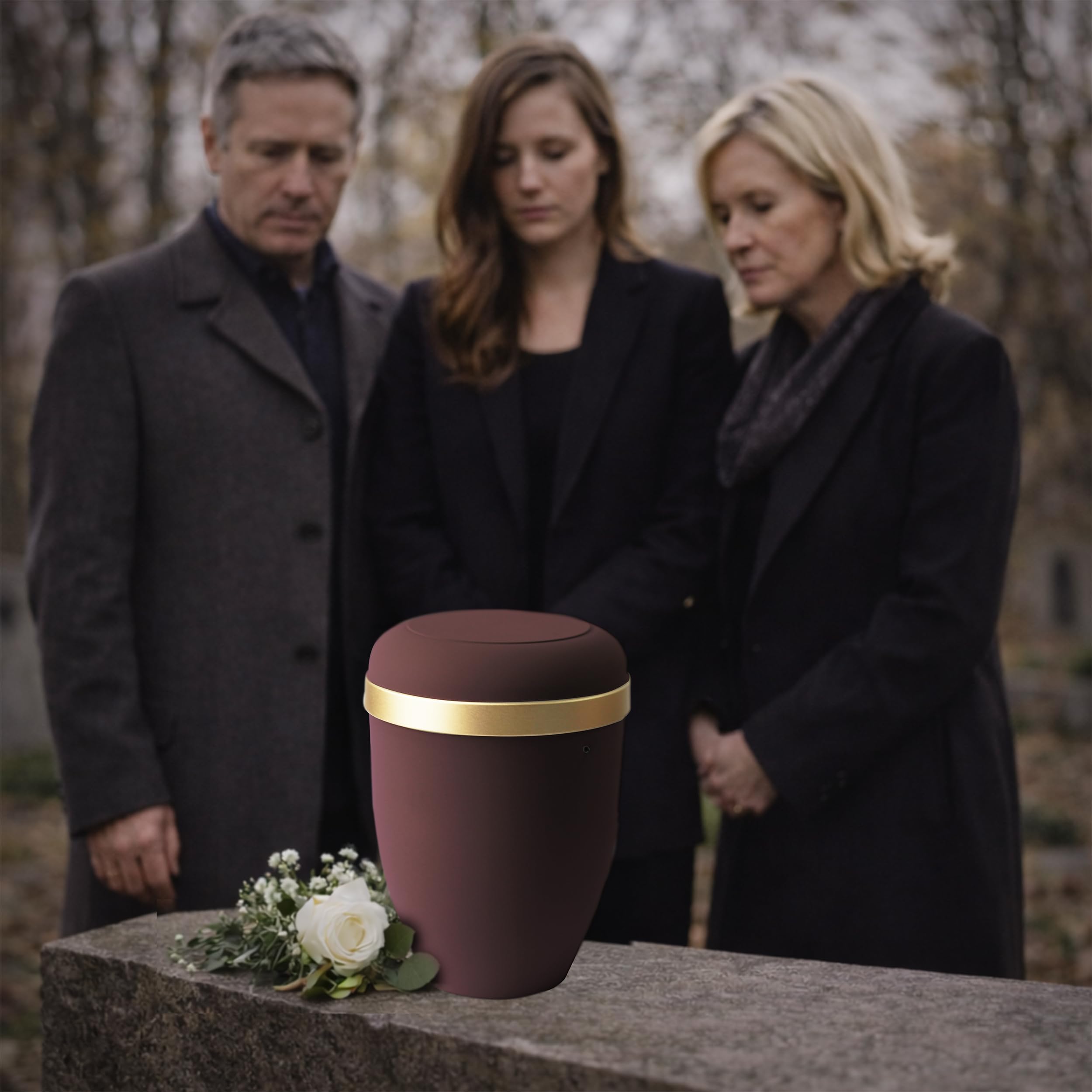 VELORA Bio Urne - Urnen für Menschen Asche zur Ökologischen Bestattung - Würdevolle Beisetzung - Eine Beerdigung Symbolisiert die Wiedergeburt in Form des Lebensbaums (burgunderrote Farbe)