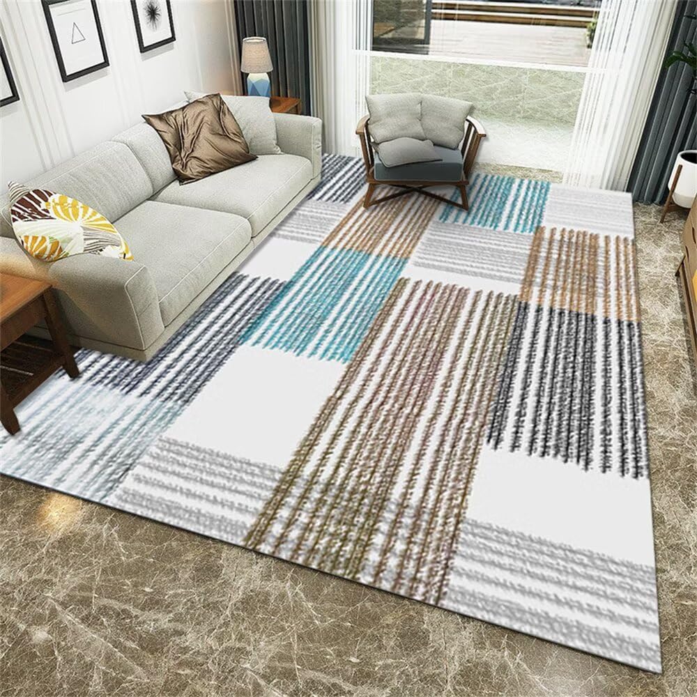 Moquette 200x290 cm pas cher tapis de salon moderne bleu design gris