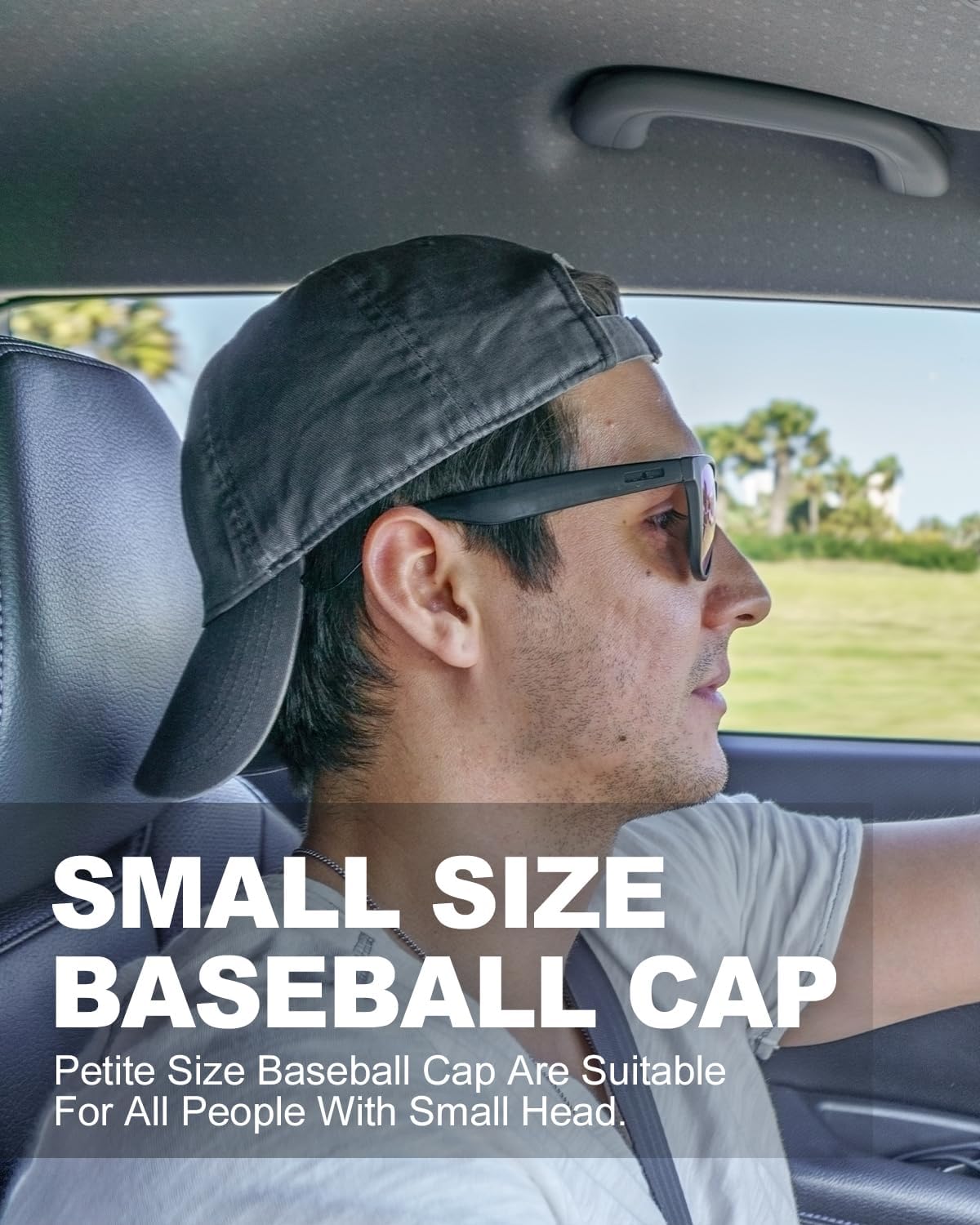 Zylioo Petite Size Baseball Cap for Smaller Heads, Soft Crown Washed Cotton Dad Hat, Adjustable Small Head Cap Men Women