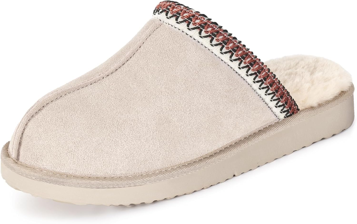 OOW Fuzzy Slippers for Women Cozy House Shoes Winter Warm Memory Foam Slipper for Indoor and Outdoor Faux Fur Mules Cute Fluffy Clogs