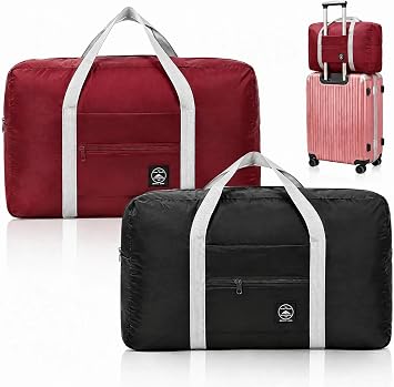 Foldable Duffel Bag 2 Pack, Waterproof Lightweight Carry-On for Men and Women, Perfect for Gym, Sports, Overnight Travel
