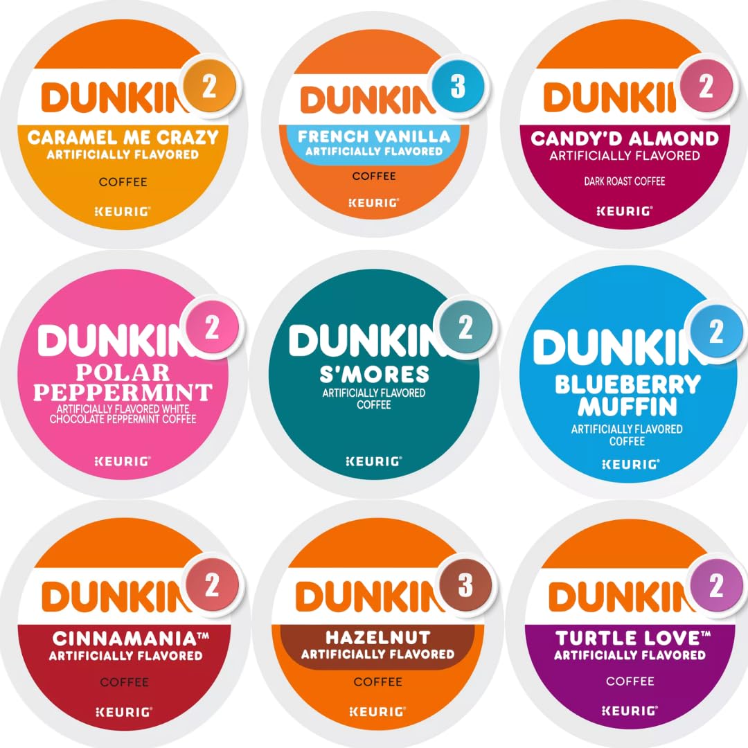 Flavored Coffee Variety Pack – 20 Count K-Cup Pods Sampler for K-Cup Brewers – Includes Caramel Me Crazy, French Vanilla, Hazelnut, Blueberry Muffin, Polar Peppermint, Turtle Love, Cinnamania, S’mores & More