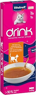 VITAKRAFT- Drink, Friandise Liquide pour Chats, Favorise L'Hydratation, Au Poulet Et À La Taurine, Bon pour La Vue Et Le C...