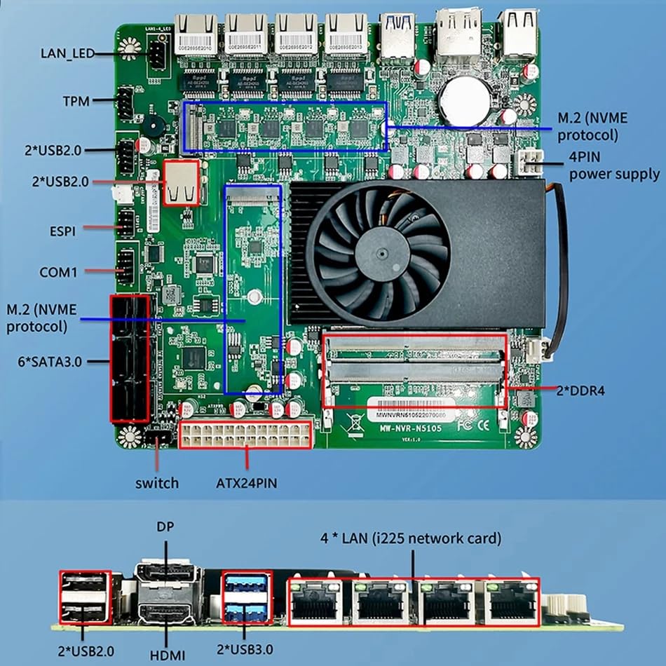 Amazon | N5105 Industria NASマザーボード 4コア 4スレッド低電力