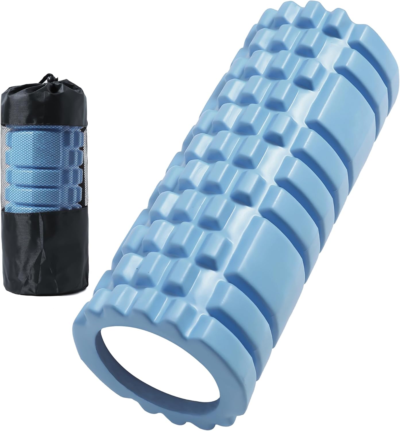 Foam Roller, Myofascial Release, Load Capacity 660.1 lbs (300 kg), Massage Roller, Myofascial Roller Set, Storage Bag Included, Beginners, Ultra Lightweight, Home Training, Muscle Relaxation, Yoga Pole, Sports Equipment, Blue
