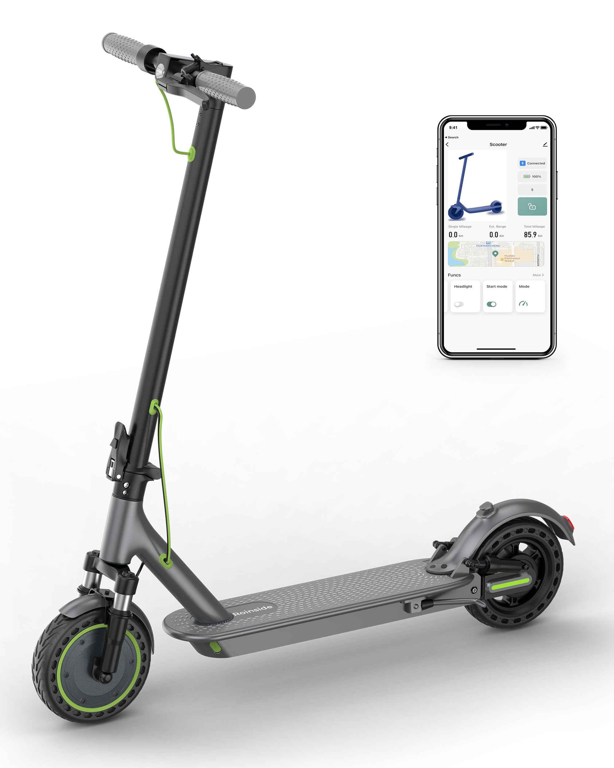 Electric Scooter - 8.5"/10'' Solid Tires, 350W/500W Motor, Up to 19-22MPH and 21-24Miles Long-Range Portable Commuting Scooter for Adults with Double Braking System and App