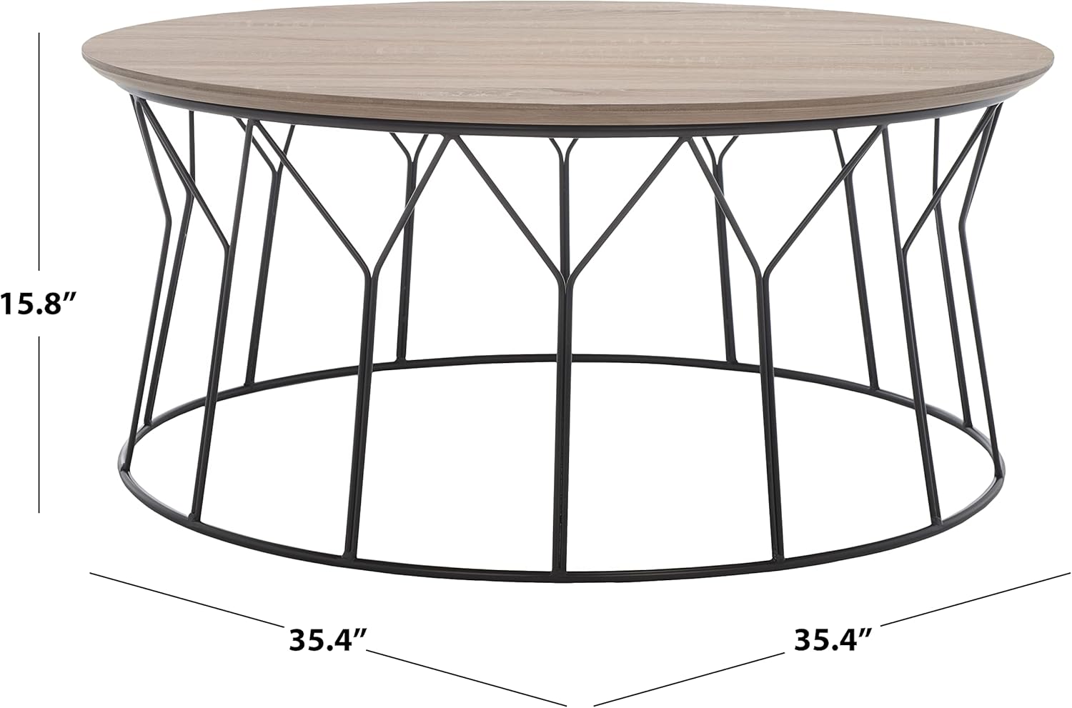 Safavieh Home Collection Deion Retro Mid-Century Light Oak and Black Wood Coffee Table