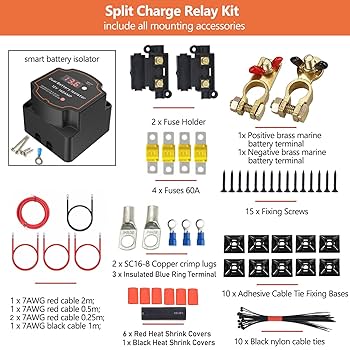 Heart Horse 3m Split Charge Relay Kit, 12V 140Amp Smart Dual
