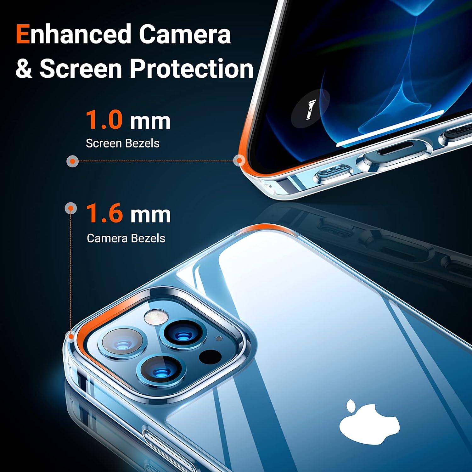 TORRAS Clear Tempered Glass Designed for iPhone 12 Pro Max Case, [Zero Scratch] No Yellowing Shockproof Back with Soft Flexible Slim Thin Protective Edge for iPhone 12 Pro Max Phone Case, Transparent