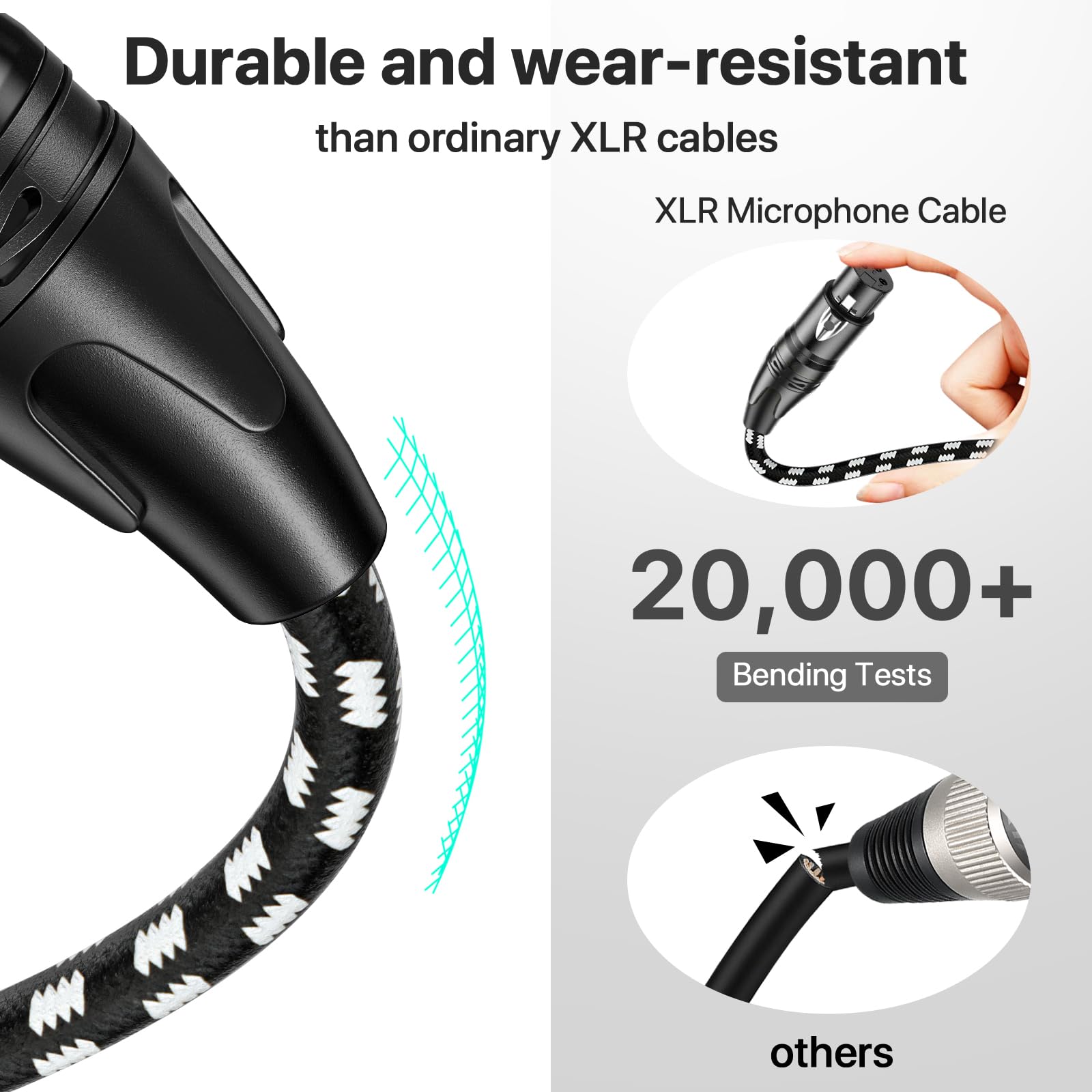 EBXYA Cavo XLR da 1,8 m, confezione da 4 cavi intrecciati per microfono XLR maschio a femmina, 3 pin, bilanciati, per microfono, mixer, altoparlanti, studio di registrazione