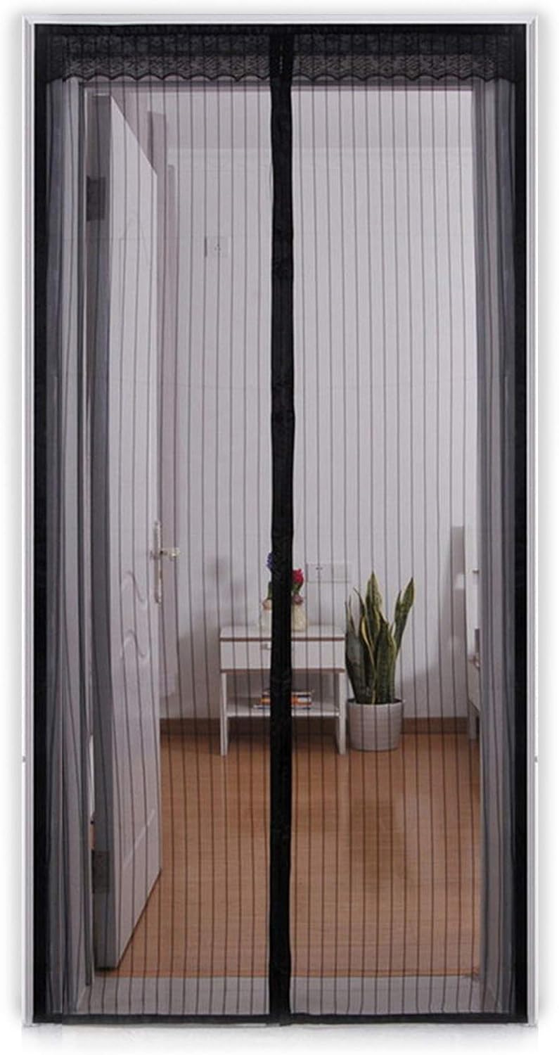 Aox Magnetic Screen Door with Full Frame Hoop & Loop, 39" x 83", Black