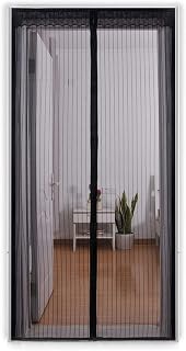 Aox Magnetic Screen Door with Full Frame Hoop & Loop, 39" x 83", Black