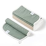 CottCare Muslin Baby Burp Cloths 6 Pack, Soft Skin Friendly 19.5 x 10.5 Burping Cloths for Newborns, Highly Absorbent Baby Essentials for Spit Up and Drool(Green Beige)