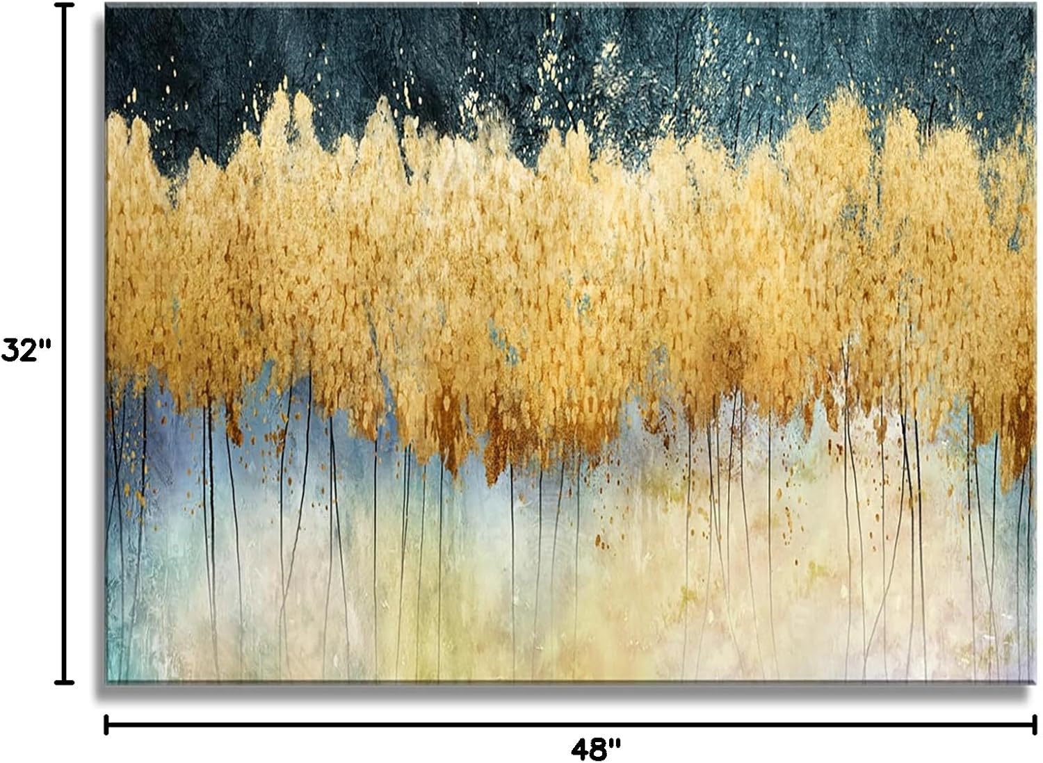 XXMWallArt FC2681 Canvas Wall Art Abstract Golden Forest Painting Modern Decor Abstract Canvas Prints for Living Room Bedroom Kitchen Home and Office Wall Decor