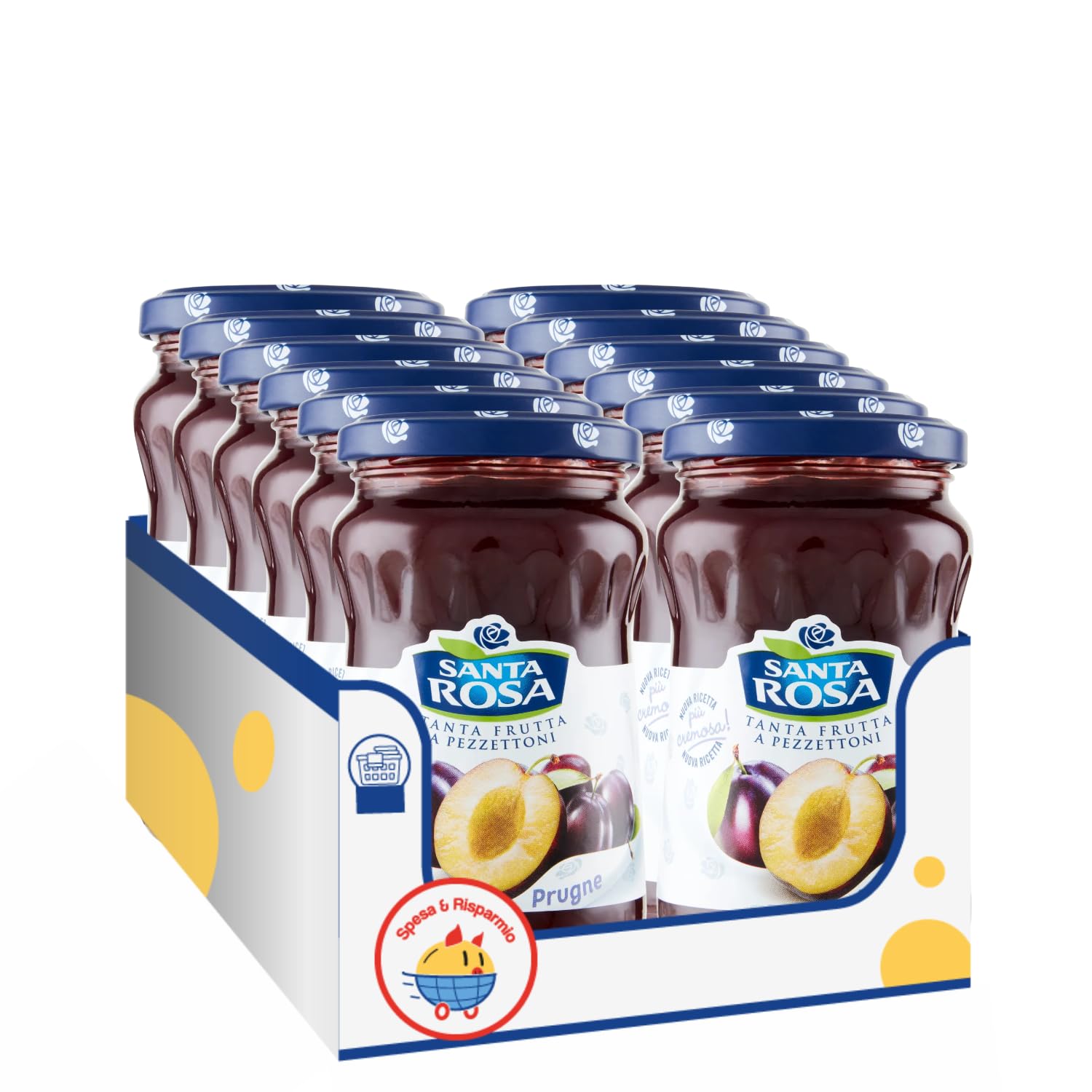 Confettura di Prugne 350 g – Marmellata con Frutta a Pezzettoni Ideale per Colazione e Dolci – Variazioni 4/8/12 Pezzi (12 PEZZI)