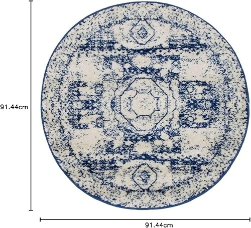 Vista 173 de Unique Loom Bromley Collection Vintage Traditional Medallion Border - Alfombra, Polipropileno, Amarillo/Crema azu/marfil,Gris