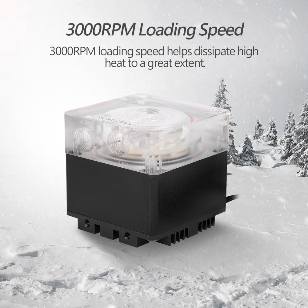 CPU Water Cooling Pump, G1/4 Thread Computer Pump 800L/H 3.5 Meters Pump Head 3000RPM Fast Heat Dissipation PC Pump for Computer Water Cooling System(Black)