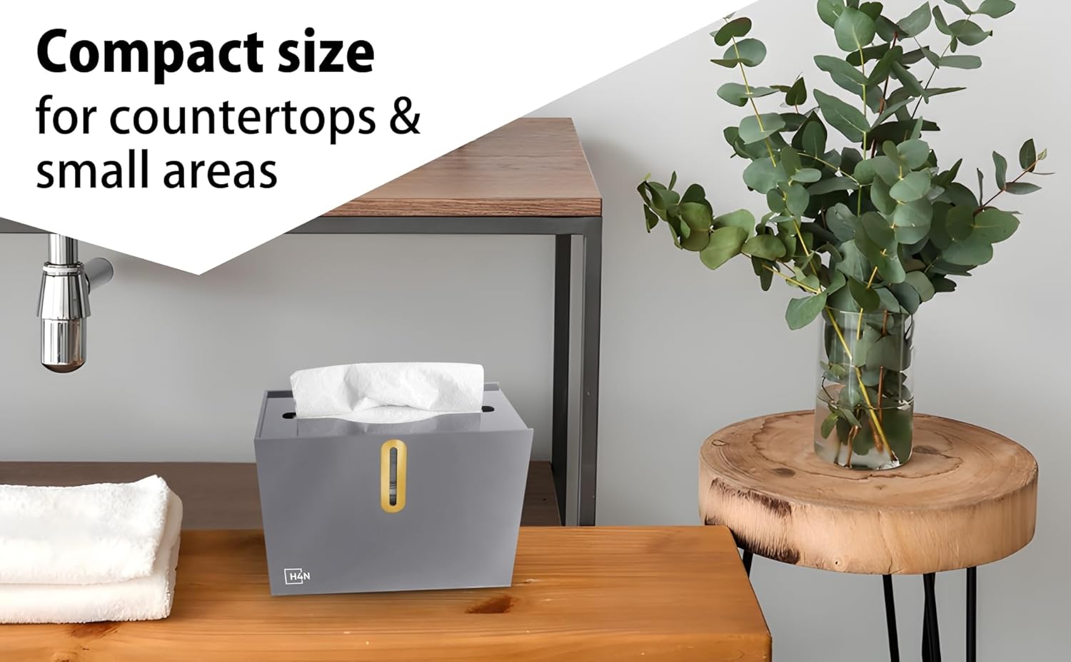 H4N Multifold Hand Paper Towel Dispenser Countertop, Compact Design, Single Sheet Dispensing for Home and Commercial Use, Gray - Image 7