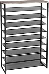 HOOBRO 10-Tier Shoe Rack, Large Capacity Shoe Storage Organizer, Holds 36-45 Pairs of Shoes, Metal Frame, Industrial, for Entryway, Hallway, Closet, Dorm Room, Industrial, Rustic Brown BF171XJ01