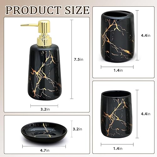 Miniatura 2 de CERBIOR Juego de accesorios de baño 4 piezas (negro)