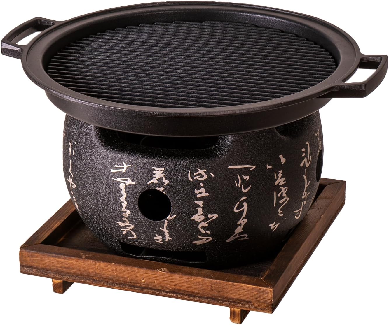 Japanese Yakitori Konro Grill Tabletop Round BBQ Grill Charcoal Stove Portable Camping Grill 8 inch Diameter Aluminum Alloy (Comal Burner Top)