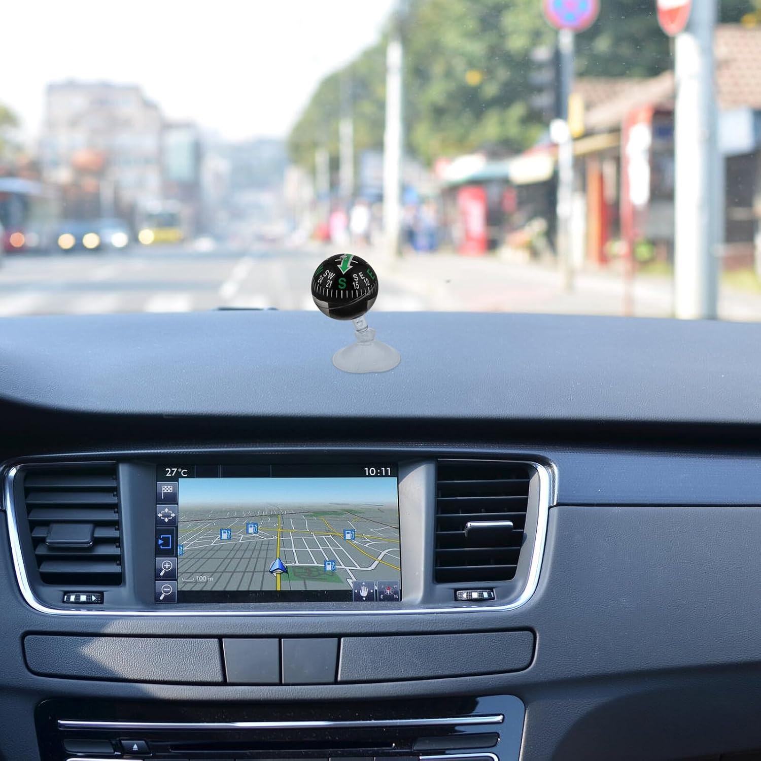 BETOOKY Vehicle Dashboard Compass with 38mm Black Plastic Suction Cup, Marine and Car Navigation Guide Ball for Truck, Boat, and Outdoor Direction Pointing