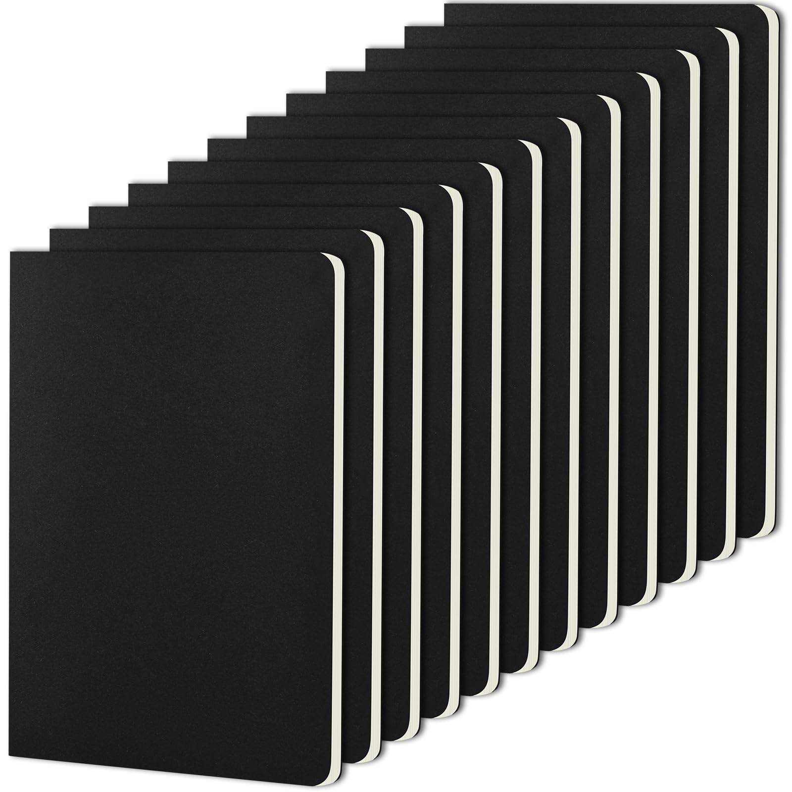 ZCZN A5 Lined Notebooks, 12 Pack Ruled Notepad, Black Kraft Cover Travel Journal for School, Work & Notes — image 1