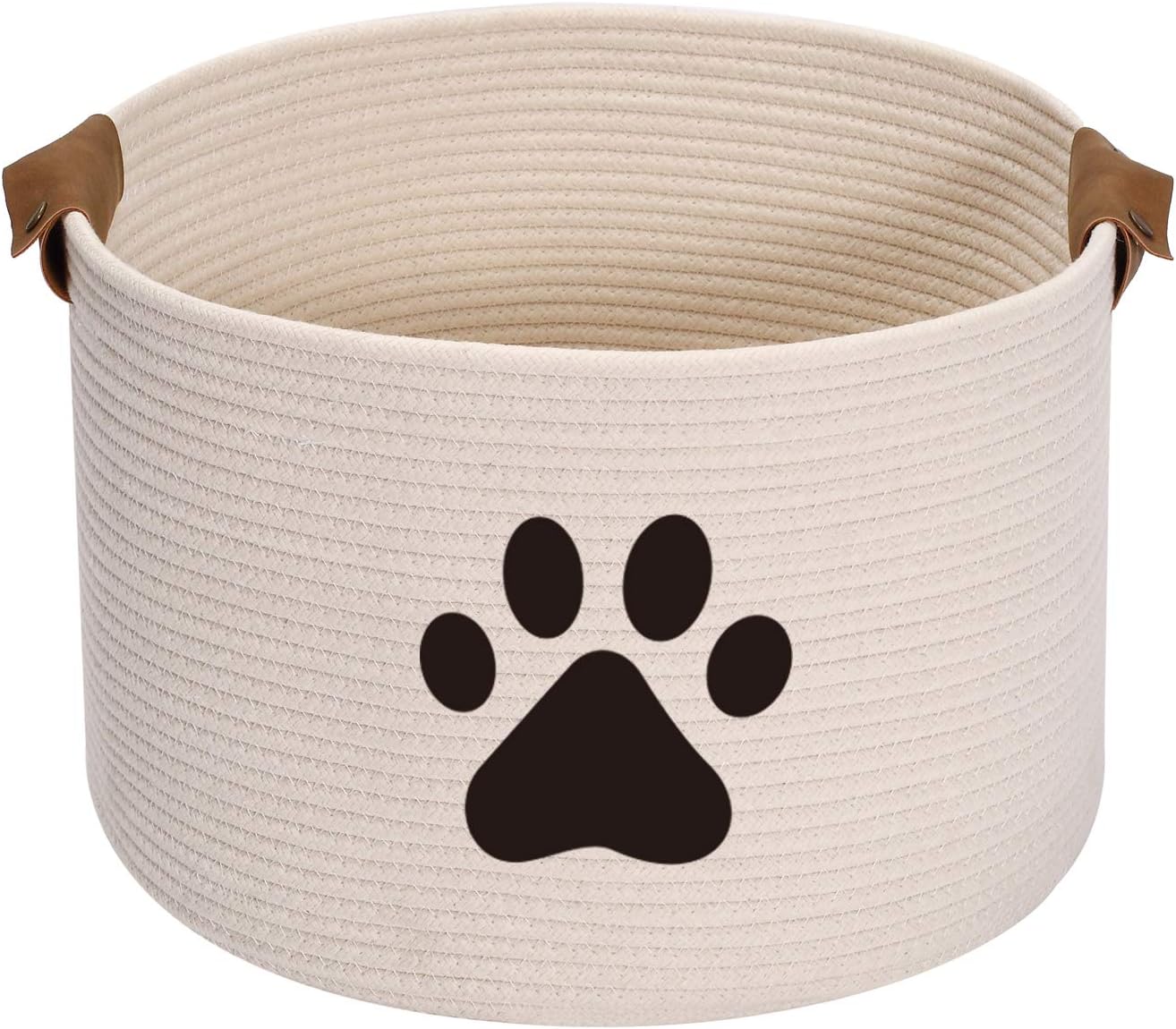 CIKI HOME Woof Dog Toy Basket Woven Pet Baskets Storage Bin