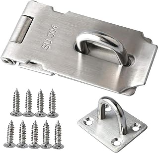 Gate Lock Hasp, Stainless Steel Safety Packlock Clasp Hasp Lock Set Door Locks Hasp Latch for Doors, Cabinets, Closets and More (3 Inch)
