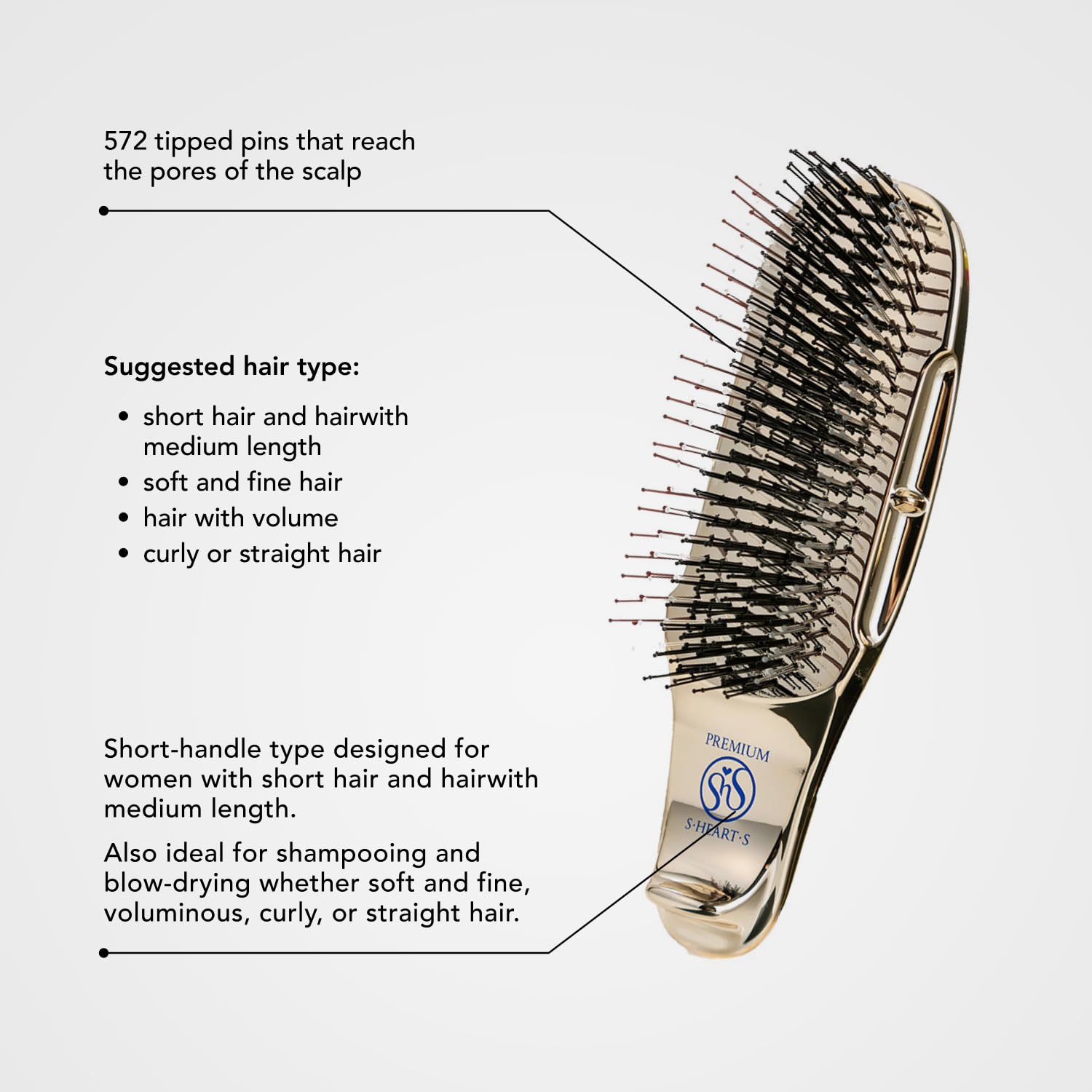 S-HEART-S Scalp Brush World Premium Short Gold Gift Box
