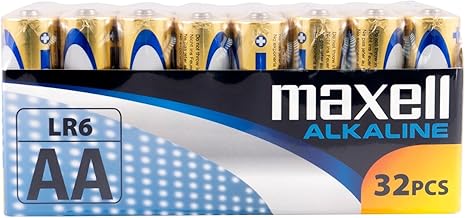Maxell LR6 - Pack of 32 AA Alkaline Batteries - Gold