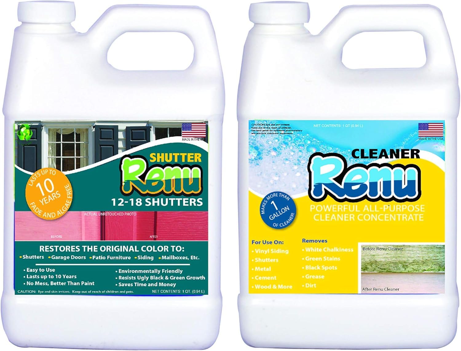 Premium Restorer-Restores Original Color & Rejuvenates Faded Shutters, Patio Furniture, Garage/Front Doors & More | Eco-Friendly |Lasts 10 Yrs.| Includes Powerful Cleaner | Quart Kit